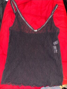 GAP lingerie lace Black Lace Cami with Braided Neck Trim